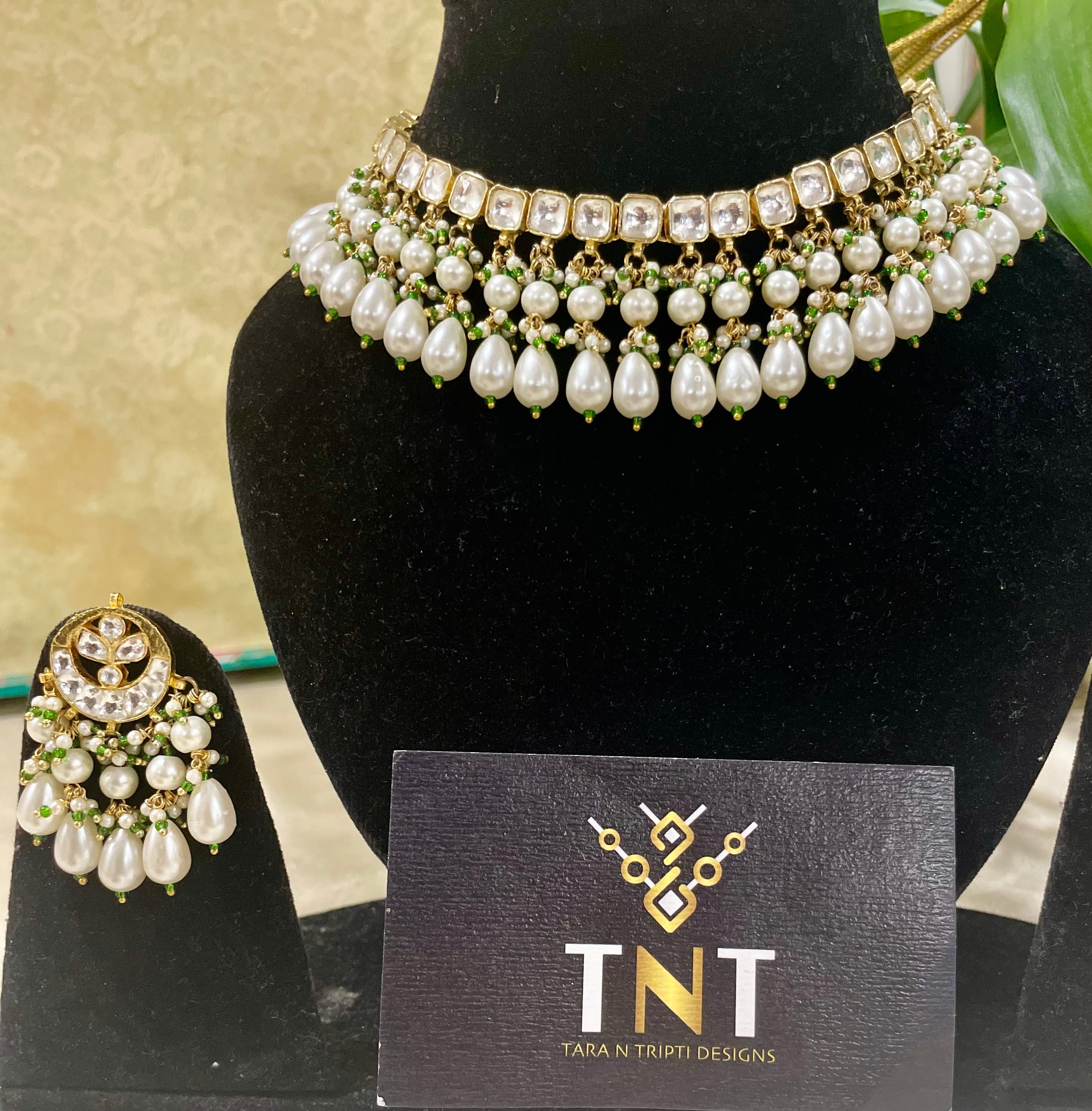 Anjana paachi kundan necklace set