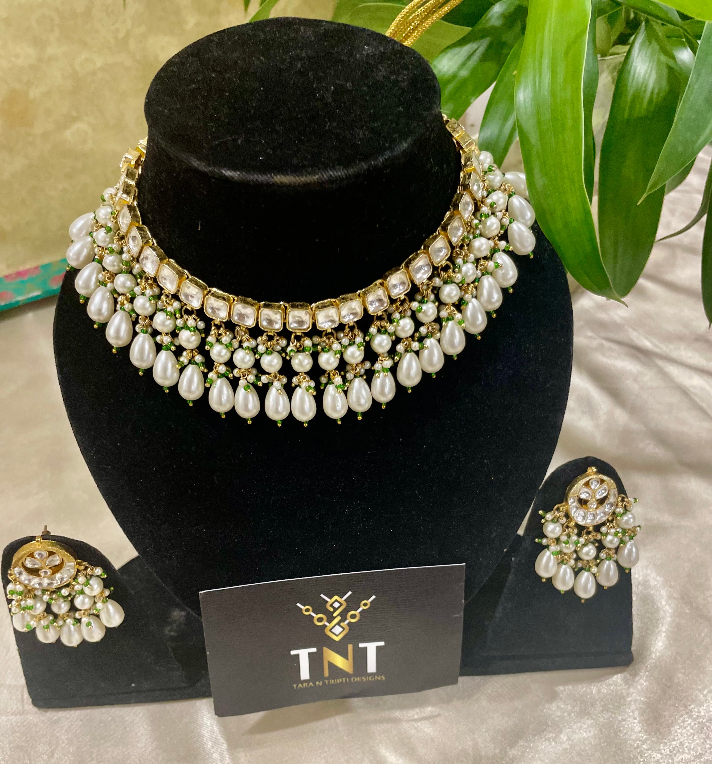 Anjana paachi kundan necklace set