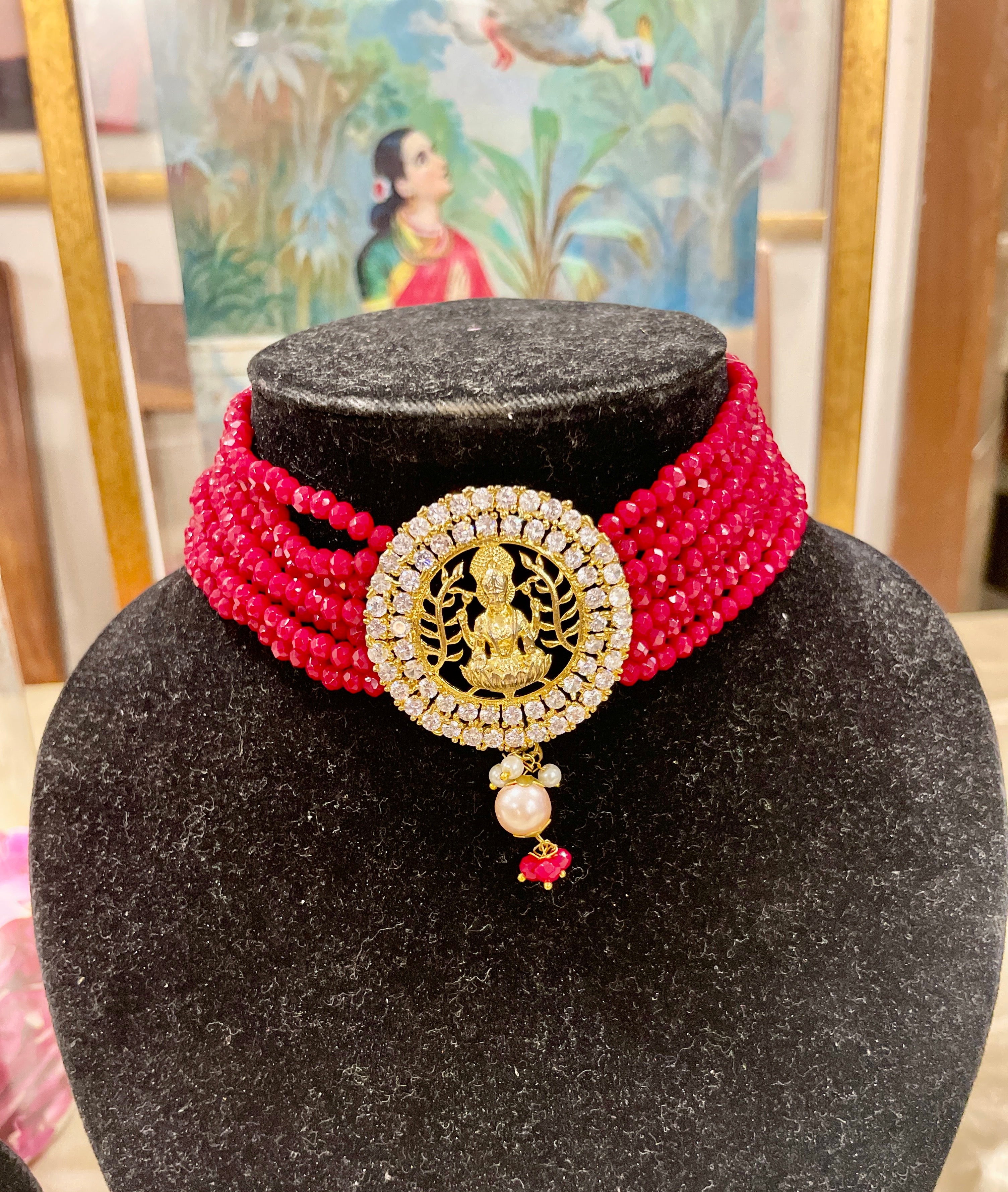 Adchini Temple choker set- red