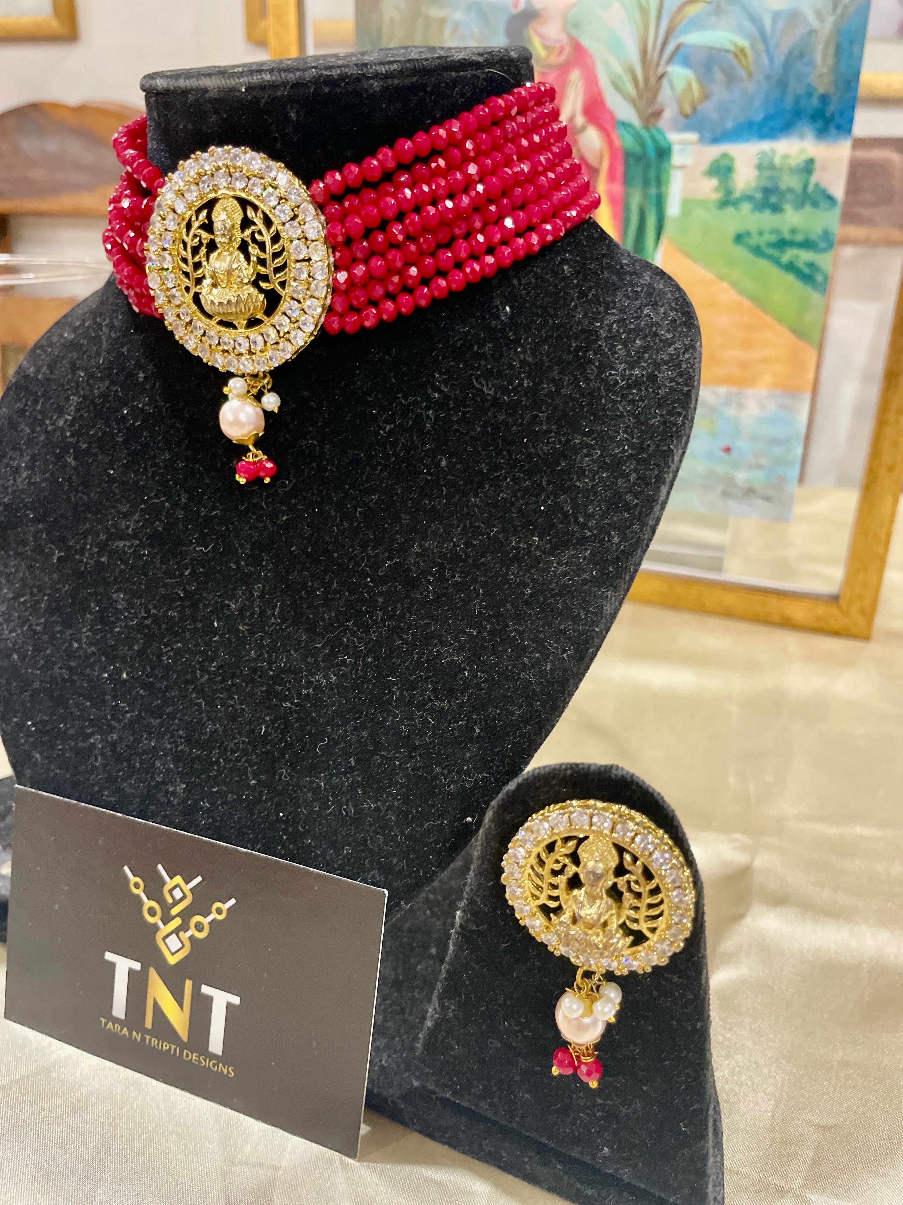 Adchini Temple choker set- red