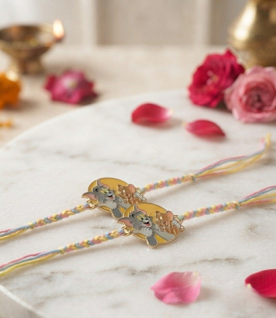 TNT Tom & Jerry Rakhi for Kids & Brother | Handmade Beaded Rakhi Set with Roli Chawal | Rakshabandhan Special