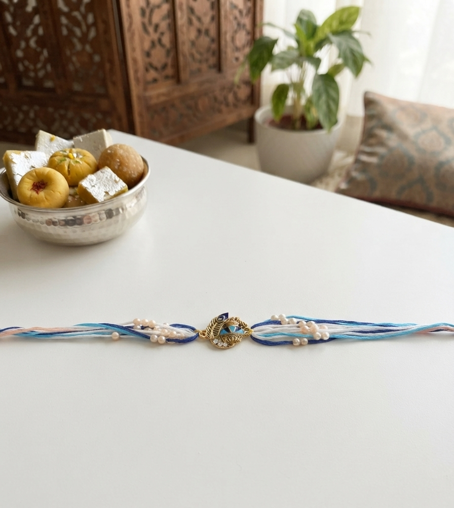 Krishna peacock feather rakhi for brother | Religious Rakhi