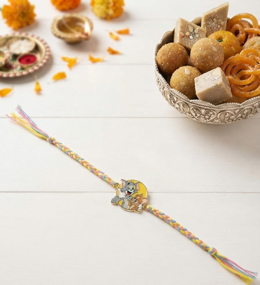 TNT Tom & Jerry Rakhi for Kids & Brother | Handmade Beaded Rakhi Set with Roli Chawal | Rakshabandhan Special