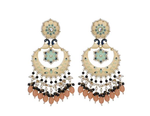 Nina chandbali earrings- Peach and blue