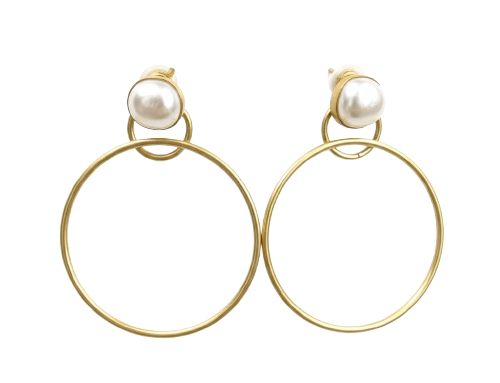 Pinto golden hoop earrings with pearls