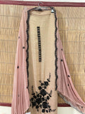 Champagne & Blush Pink Designer Suit Set | Unstitched Tissue Fabric