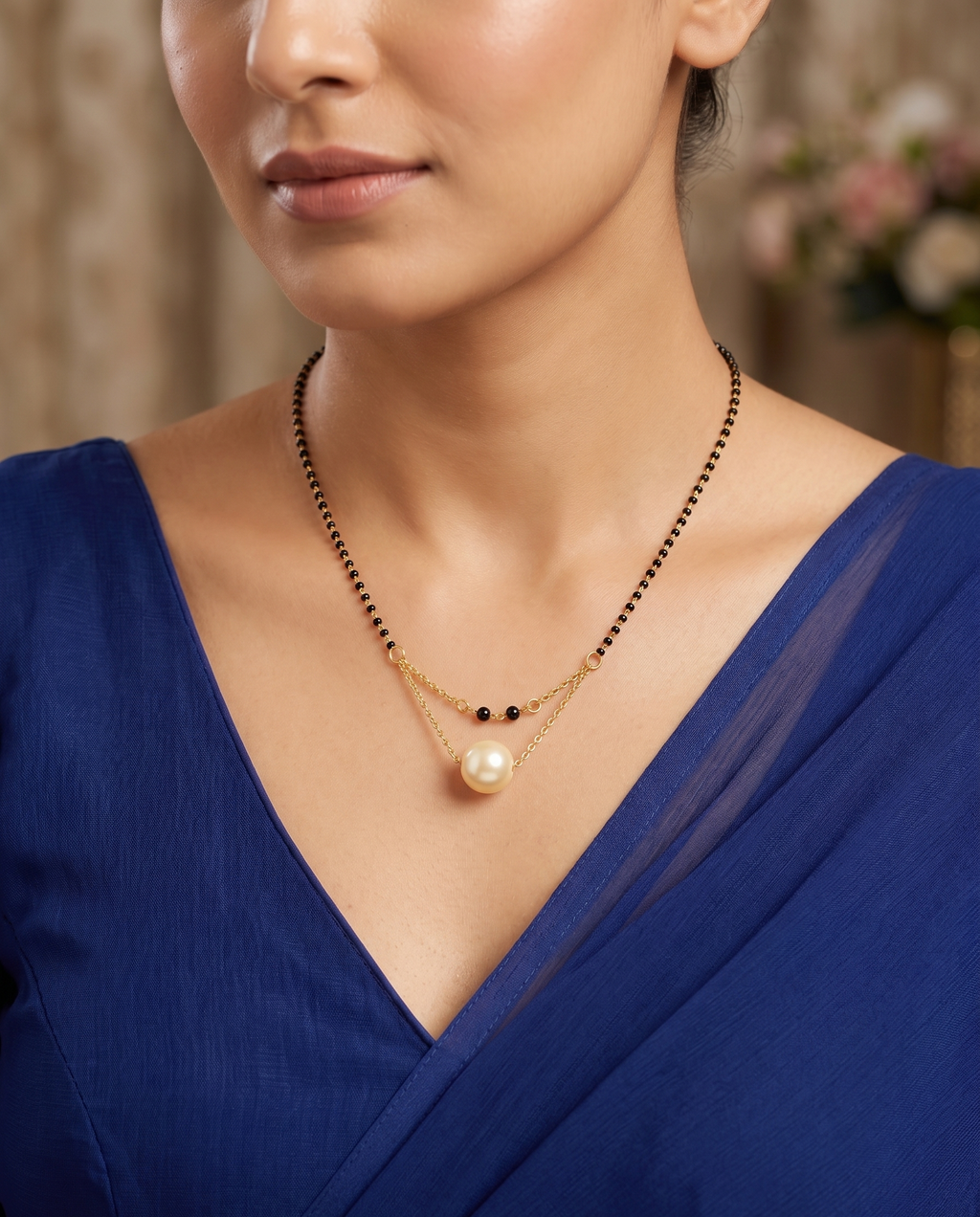 Stylish Pearl Mangalsutra for Women, Multi-Purpose Pendant Necklace with Crystal Beads