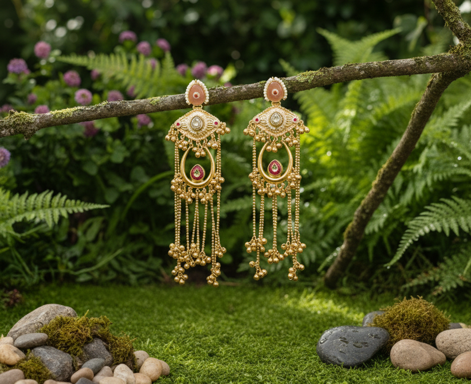 Anarkali brass jhumkas