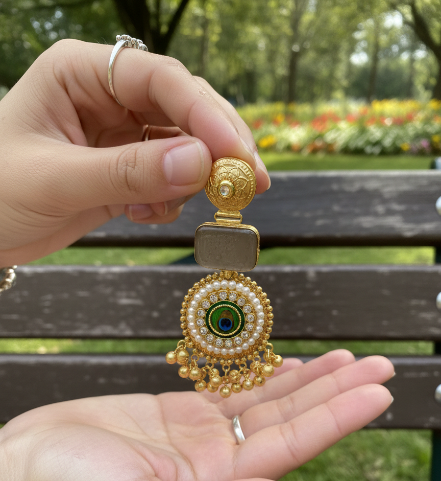 Morni brass jhumar earrings