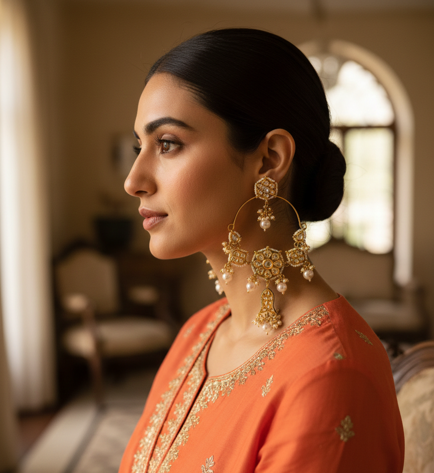 Meenakumari long chandbali earrings
