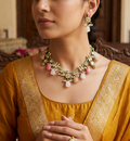 Shailputri long necklace set- Green