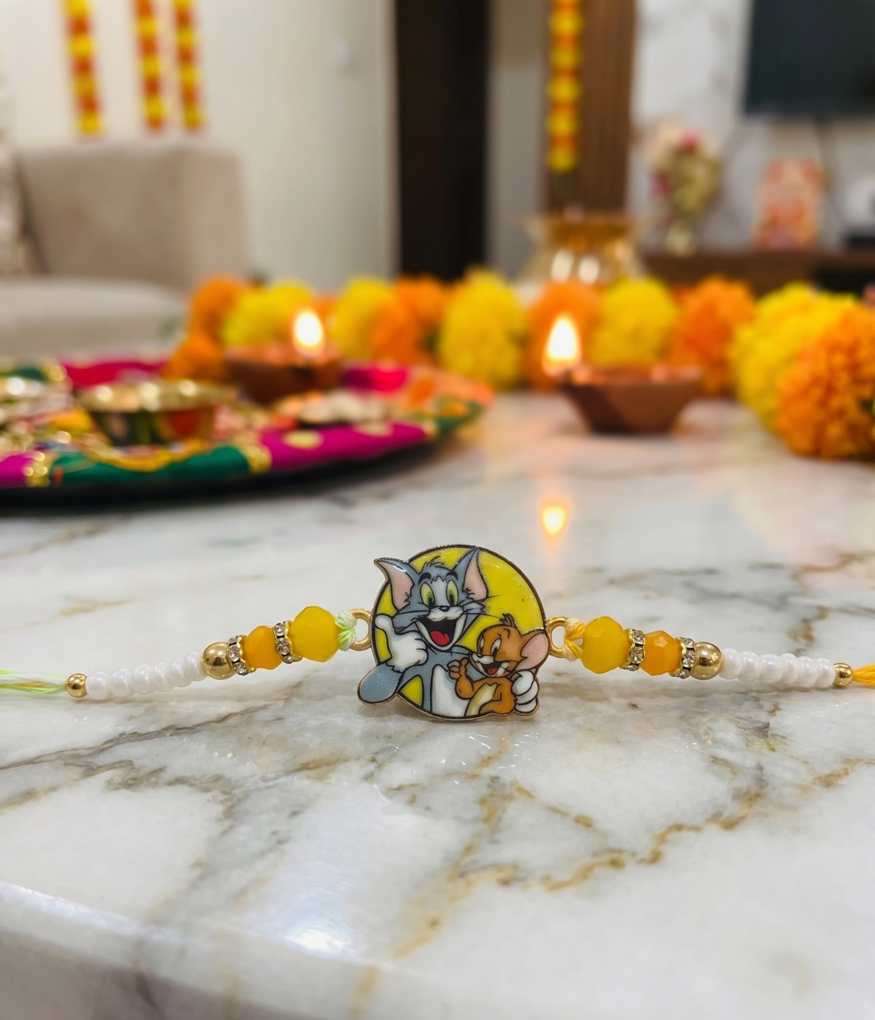 TNT Tom & Jerry Rakhi for Kids & Brother | Handmade Beaded Rakhi Set with Roli Chawal | Rakshabandhan Special