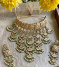 Rashmika choker bridal set | Traditional Kundan Bridal Choker Necklace Set with Earrings, Gold-Toned, Pearl Drops, Meenakari Work