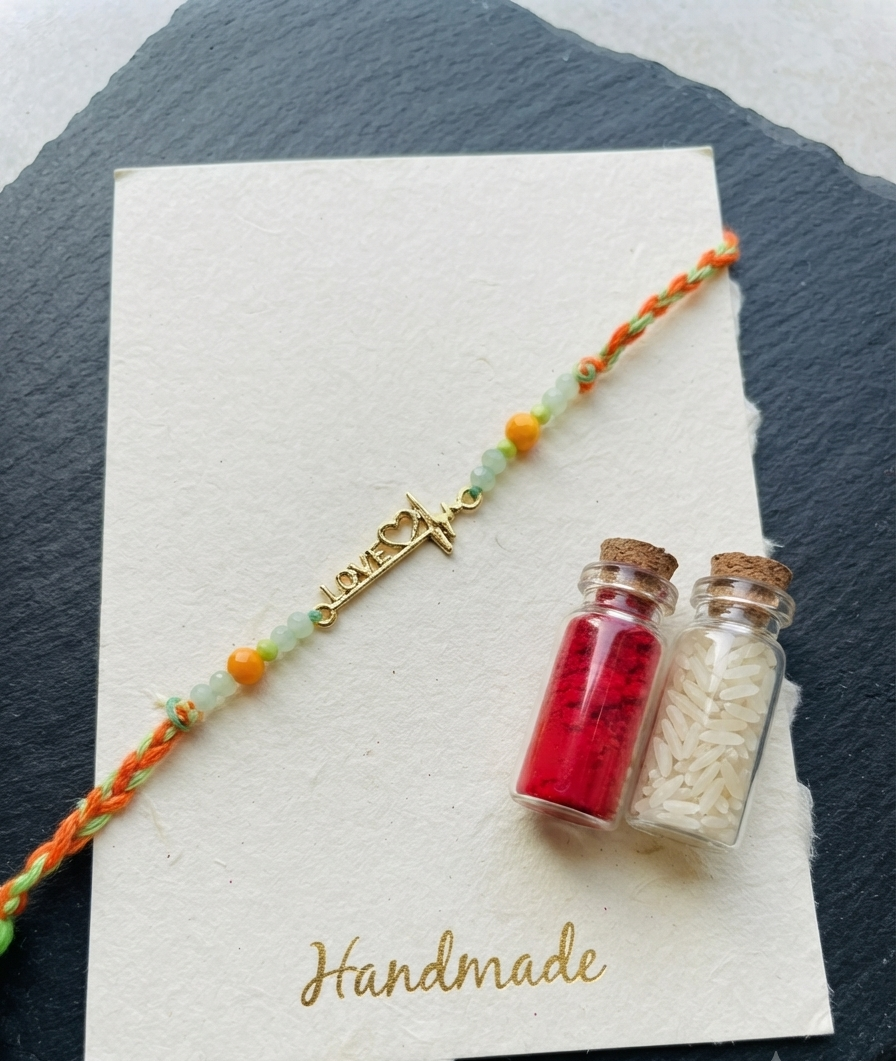 Love heartbeat rakhi - golden | Rakhi for brother