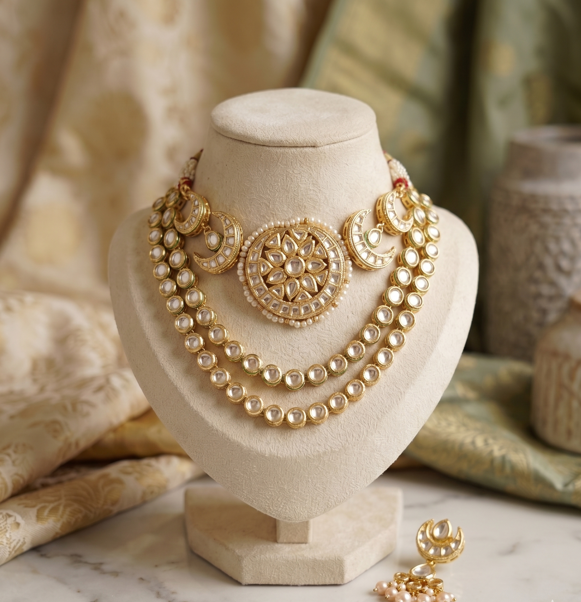 Akshara kundan choker necklace - set of 2 necklaces