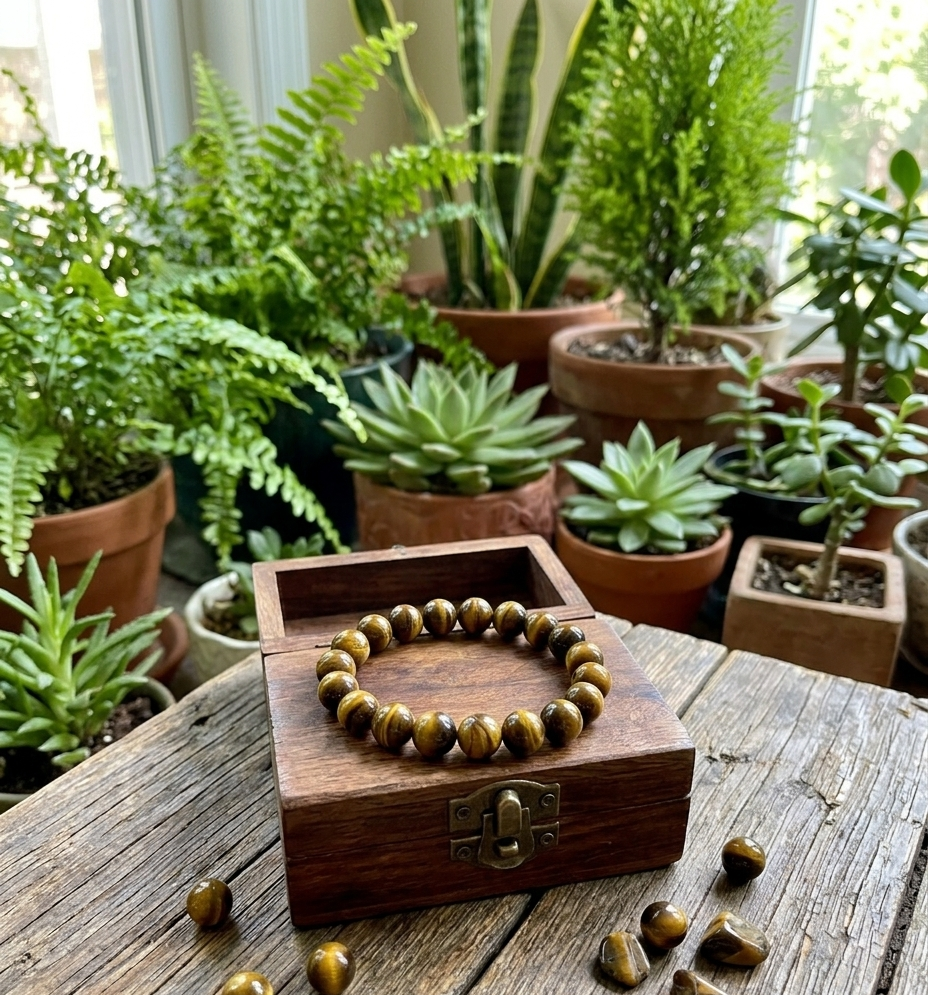 Tiger Eye Natural Stone Bracelet, Unisex, Protection from negative energies