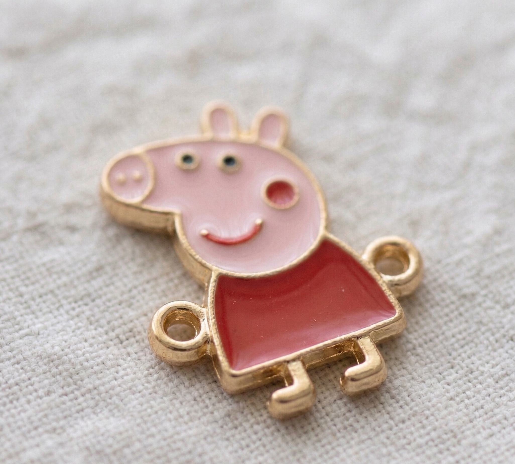 Enamel Peppa Pig Charm Pendants for Necklace and Bracelet, DIY Jewellery Making, 10 Pieces, Pack of 10 charms