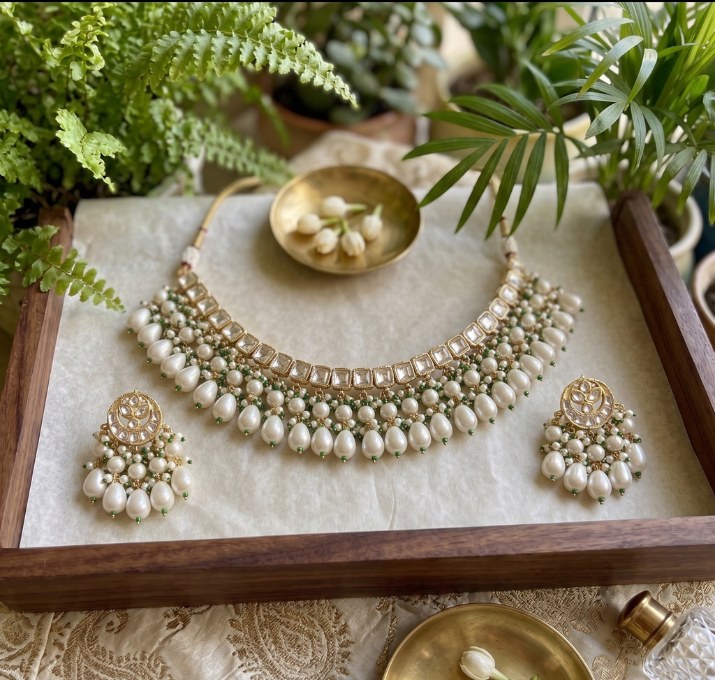 Anjana paachi kundan necklace set