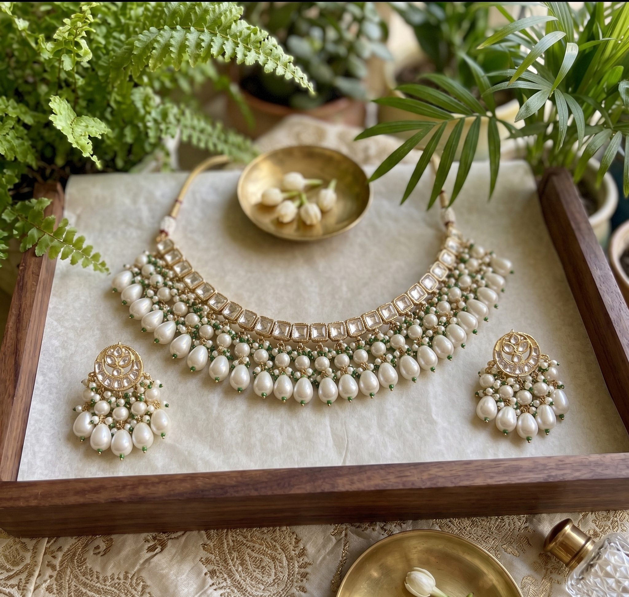 Anjana paachi kundan necklace set
