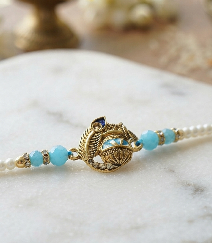 Krishna peacock feather rakhi for brother | Religious Rakhi