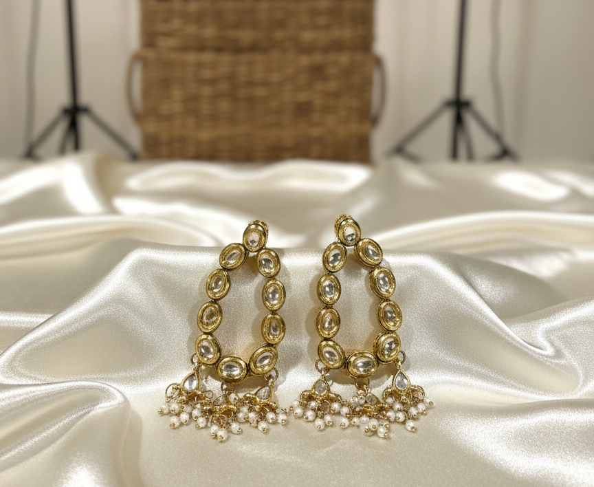 Naina kundan chandbali earrings