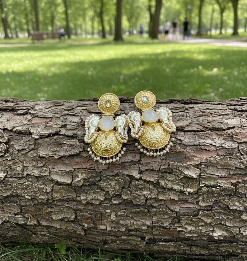 Angel wings brass jhumki earrings for women