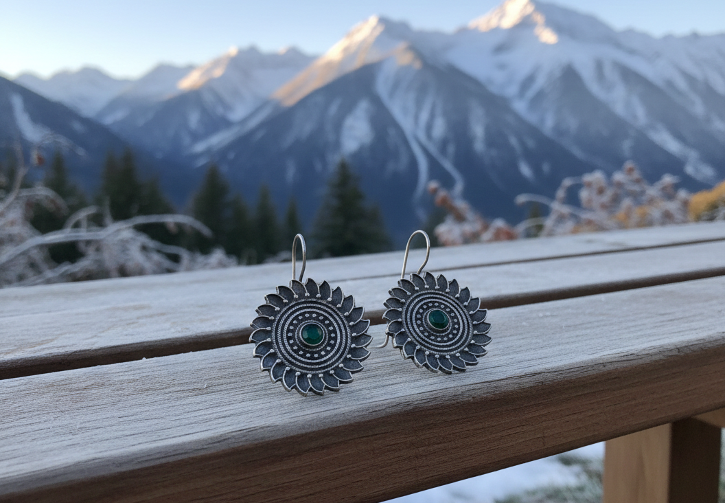 Sunflower metal dangle drop earrings