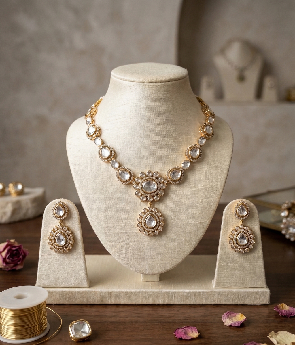 Charan polki necklace set