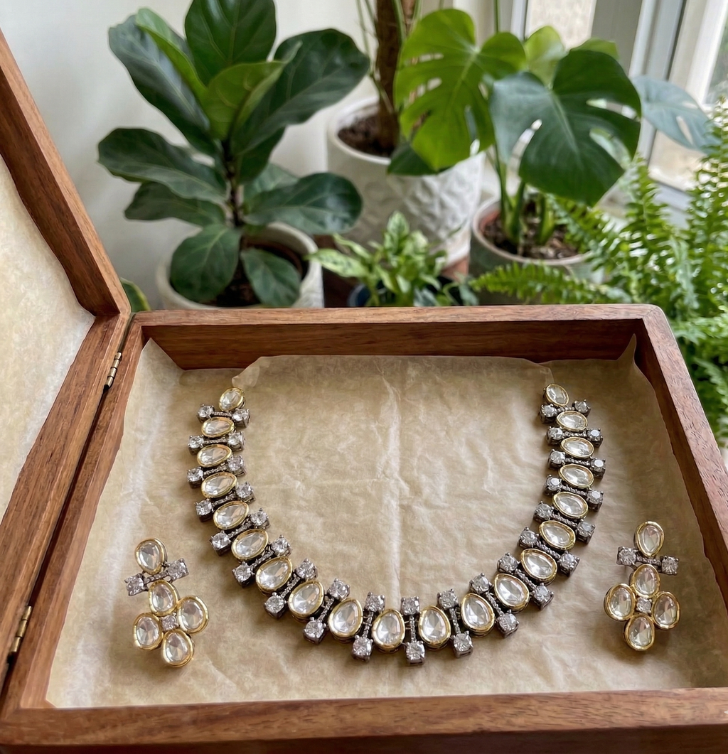 Tatvam mossanite necklace set