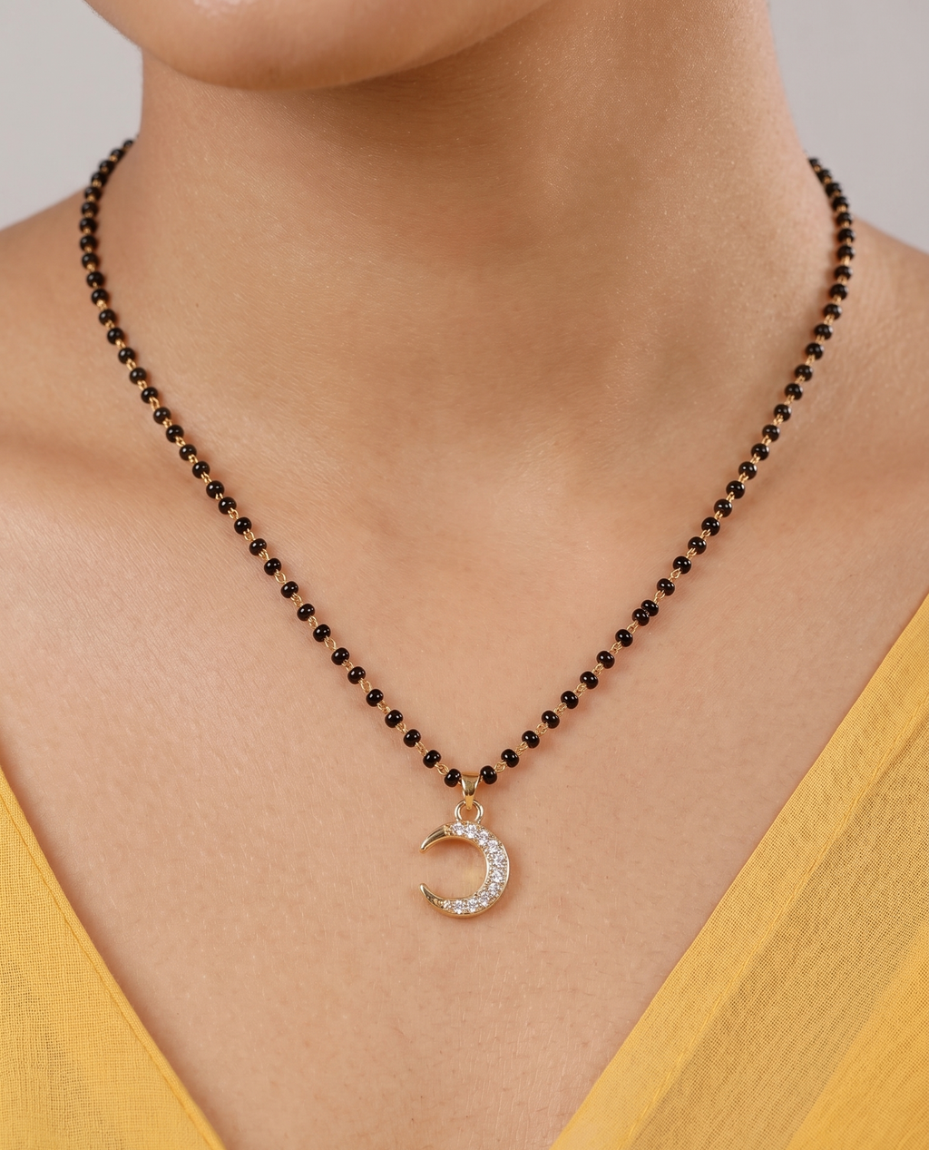 Tara N Tripti Designs - TNT AD Mangalsutra for Women, Crescent necklace