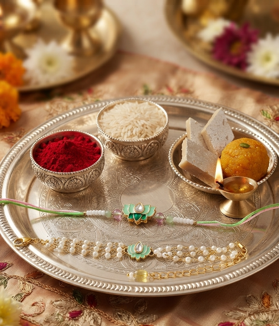 Green lotus rakhi combo | Rakhi and Lumba| Bhai Bhabhi rakhi combo | Couple Rakhi