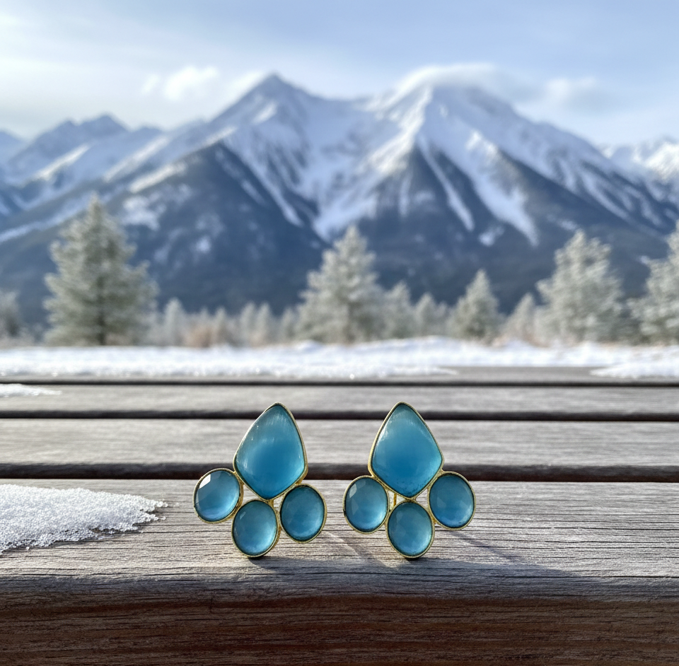 Ahaana blue solid studs earrings