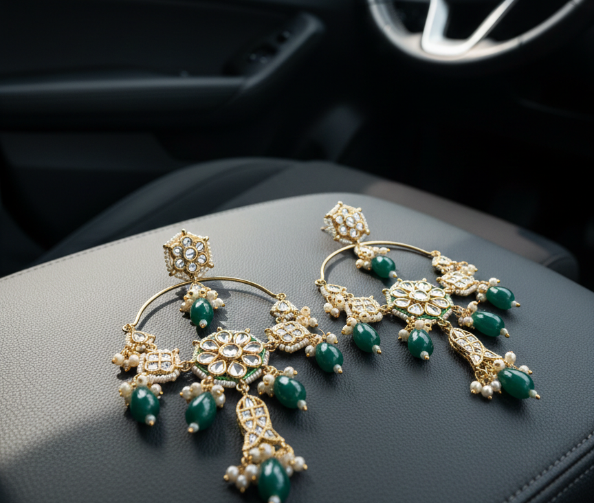 Meenakumari long chandbali earrings