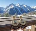 Nina chandbali earrings- Peach and blue