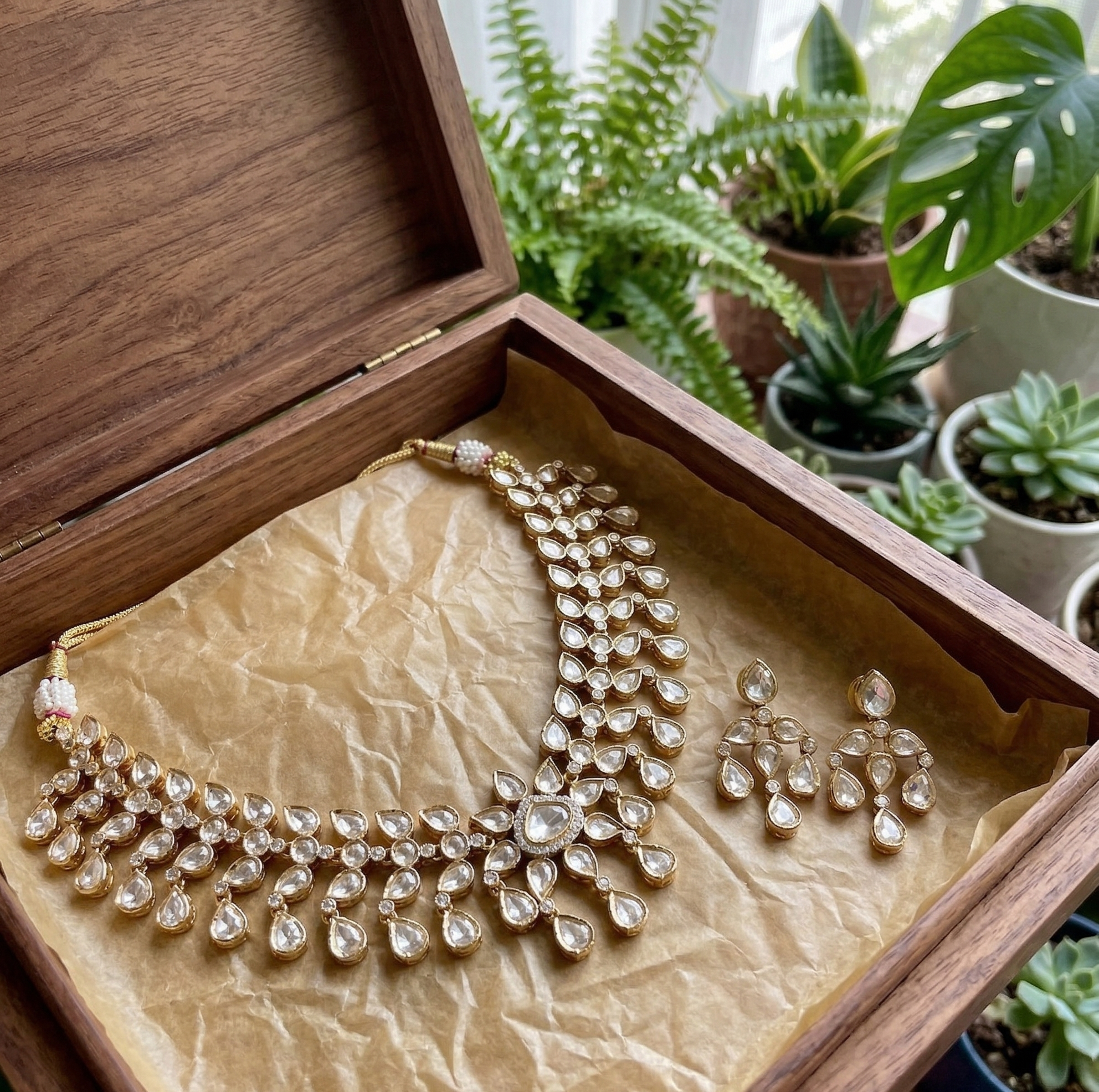 Pushpa semi bridal polki necklace