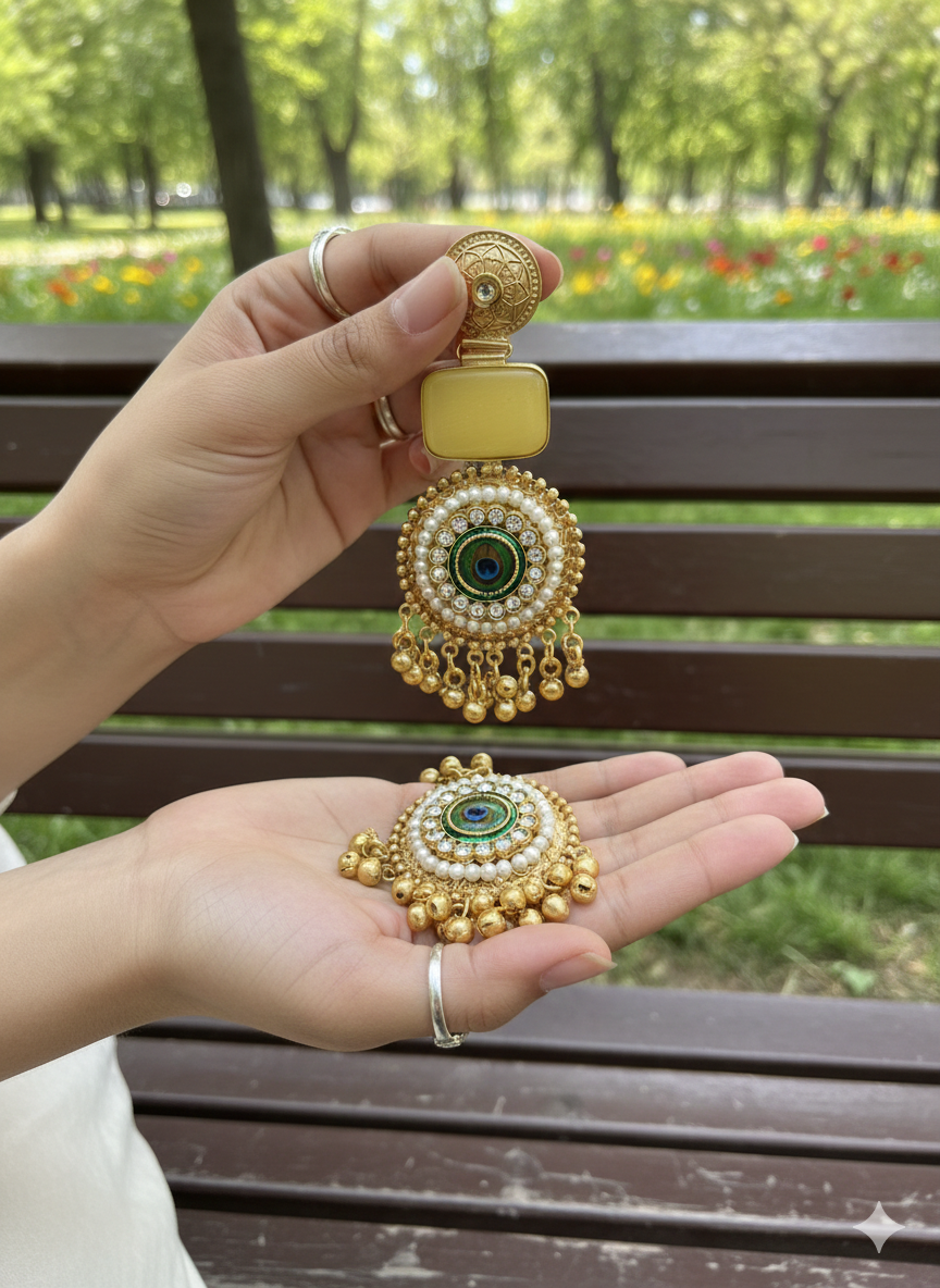 Morni brass jhumar earrings