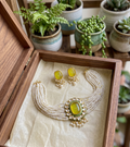 Chandni pearl choker set with yellow centre stone