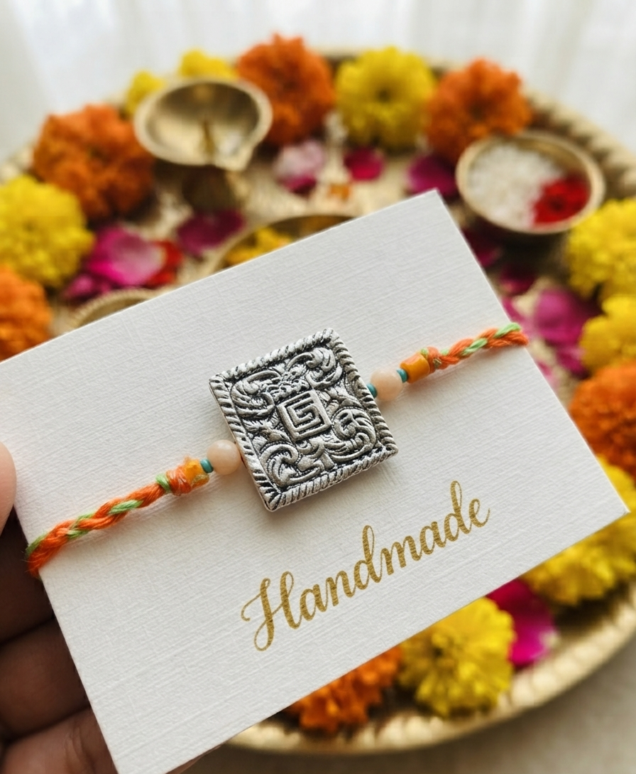 Metal Square rakhi for brother | Big square rakhi for bhai