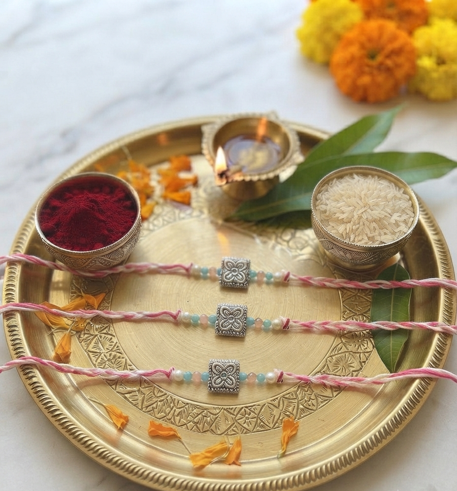 Pack of 3 square charm rakhis| Rakhis for brother| Pack of 3