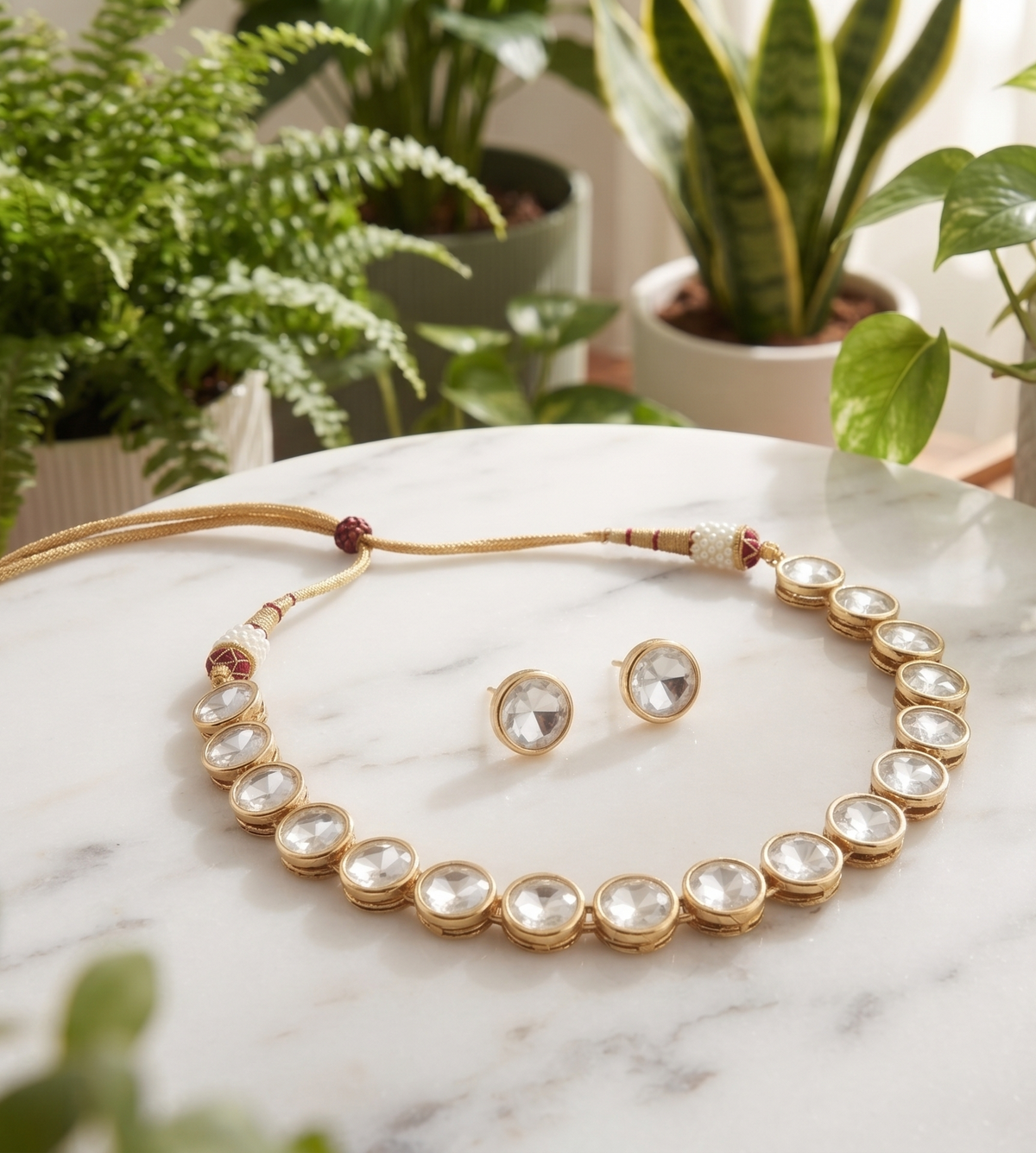 Saba Elegant Crystal Necklace & Earring Set