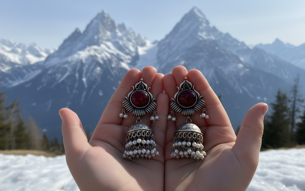 Anandam metal jhumki earrings