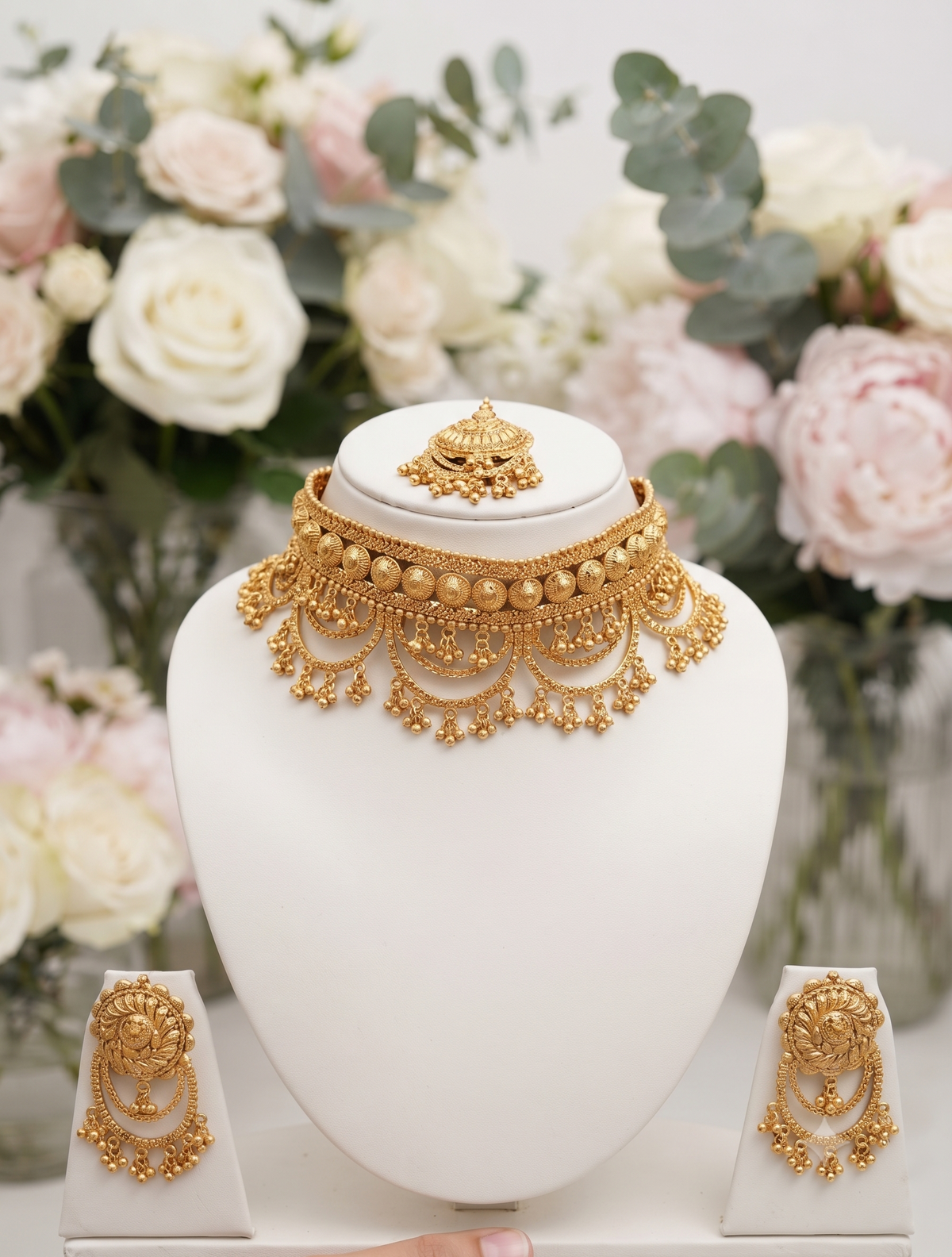 Royal Gold-Tone Chandbali Necklace & Maang Tikka Set