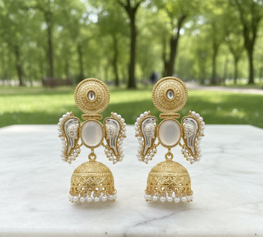 Angel wings brass jhumki earrings for women
