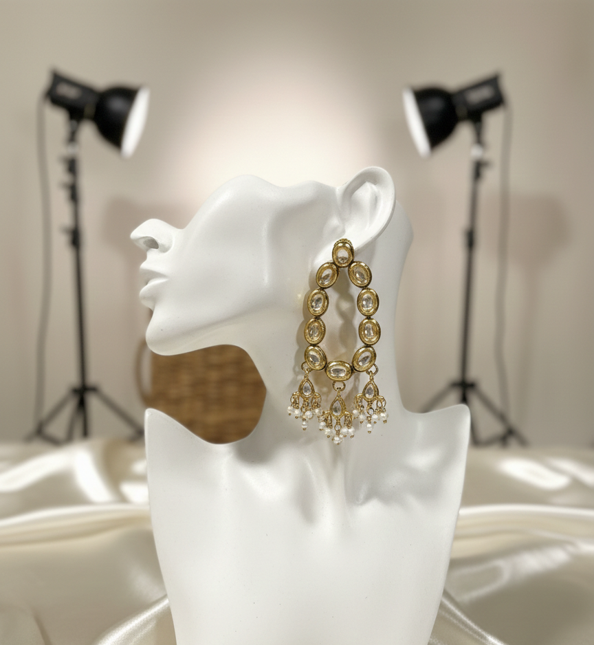 Naina kundan chandbali earrings