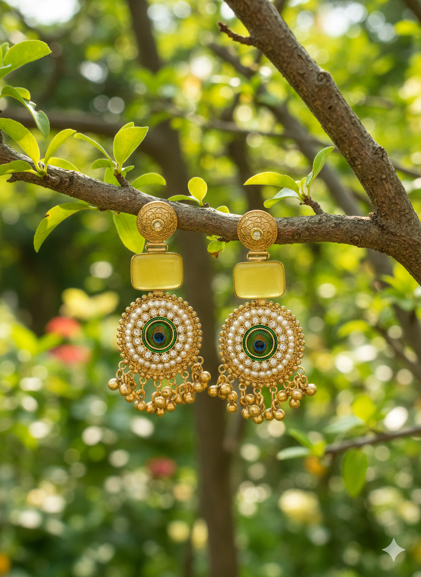 Morni brass jhumar earrings