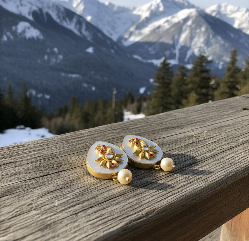 Megha peacock studs earrings with pearl drops