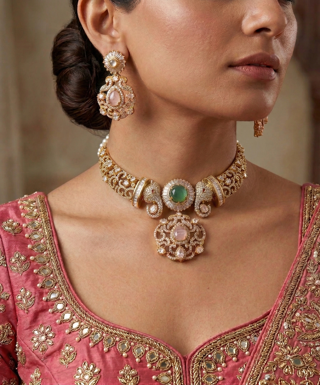 Gajanan American diamond necklace