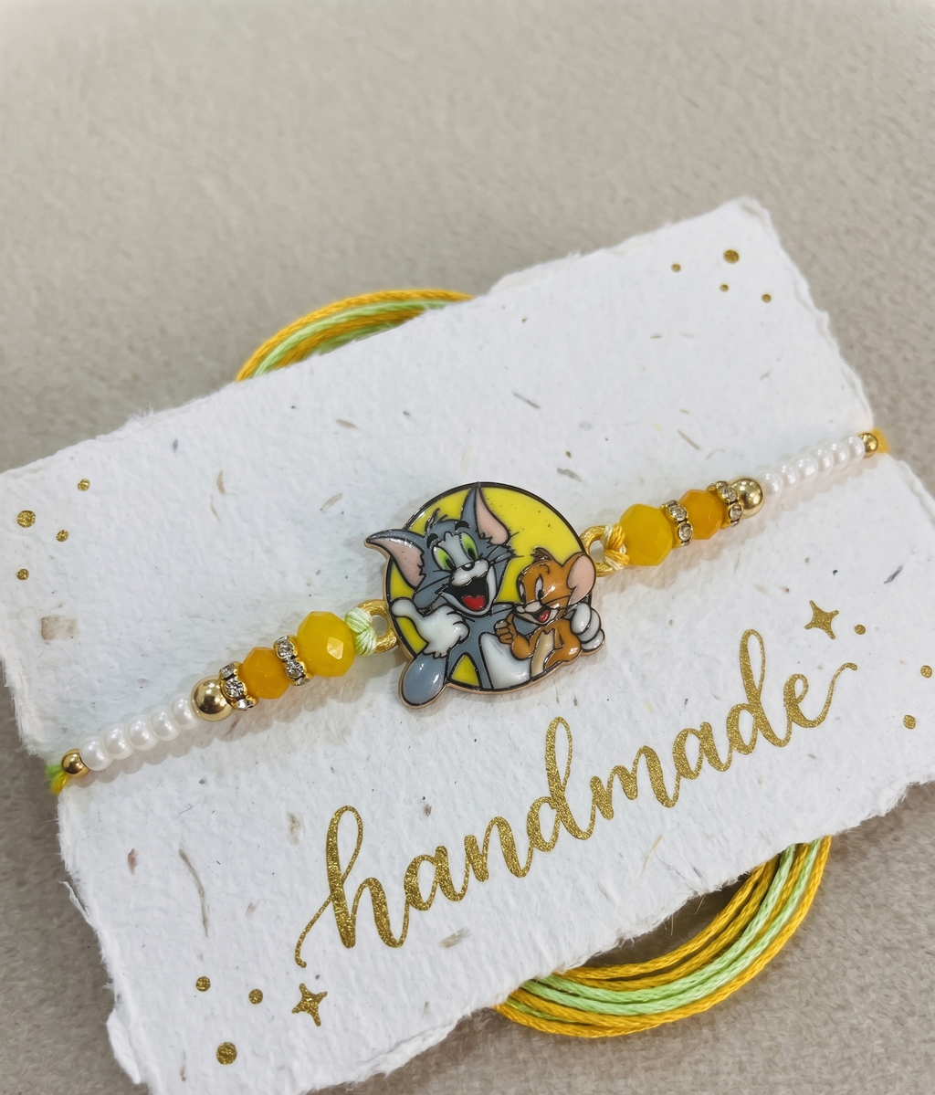 TNT Tom & Jerry Rakhi for Kids & Brother | Handmade Beaded Rakhi Set with Roli Chawal | Rakshabandhan Special