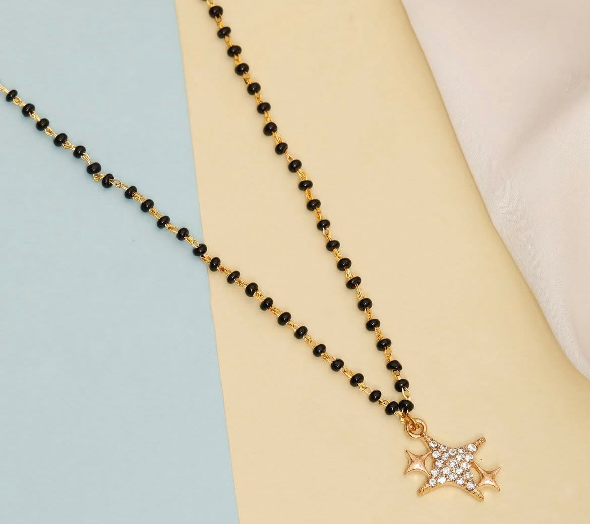Tara N Tripti Designs - TNT AD Star Mangalsutra for Women, Golden AD star necklace
