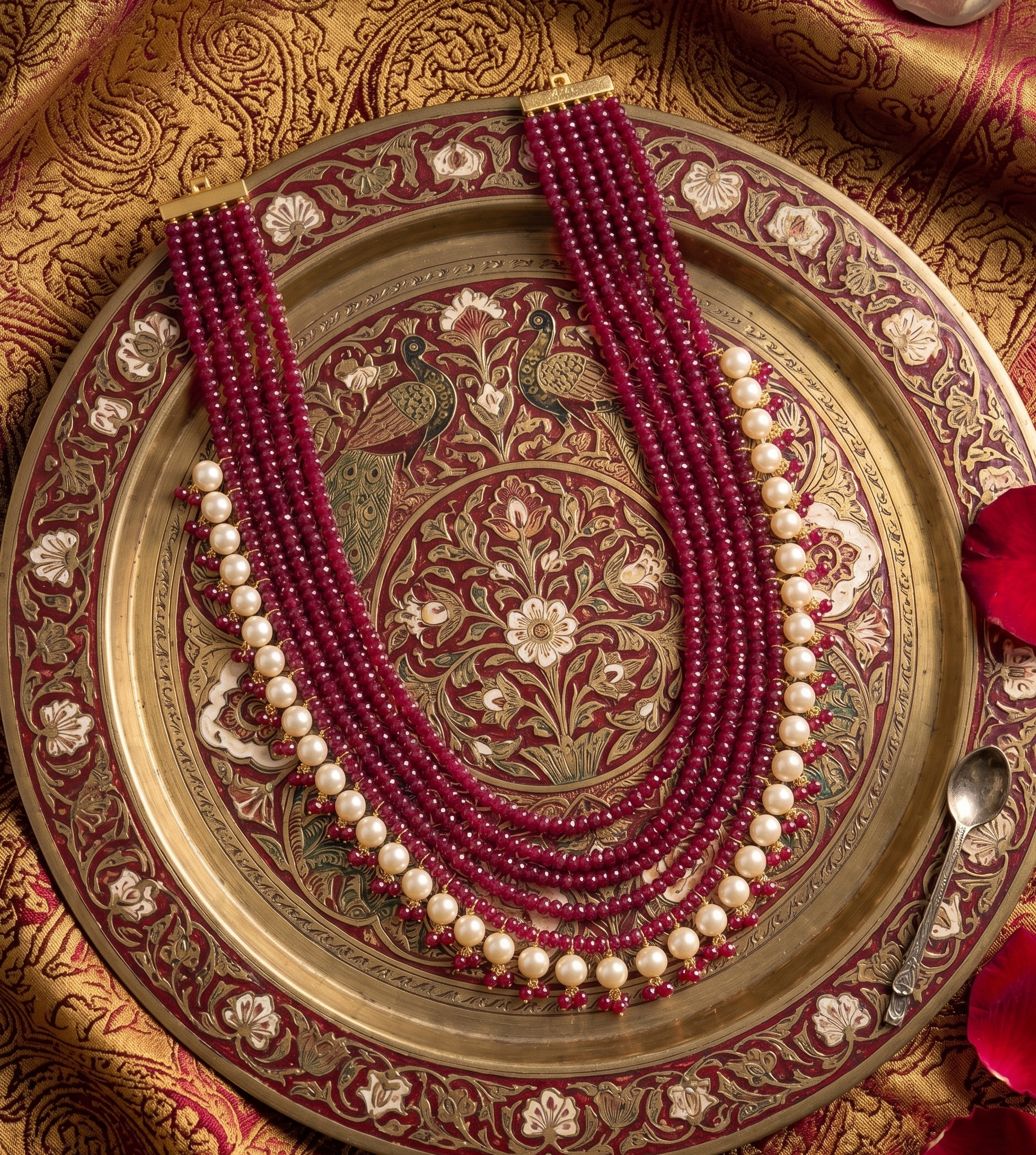 Multi-layer ruby necklace for Groom | Groom Jewellery | Sherwani Mala